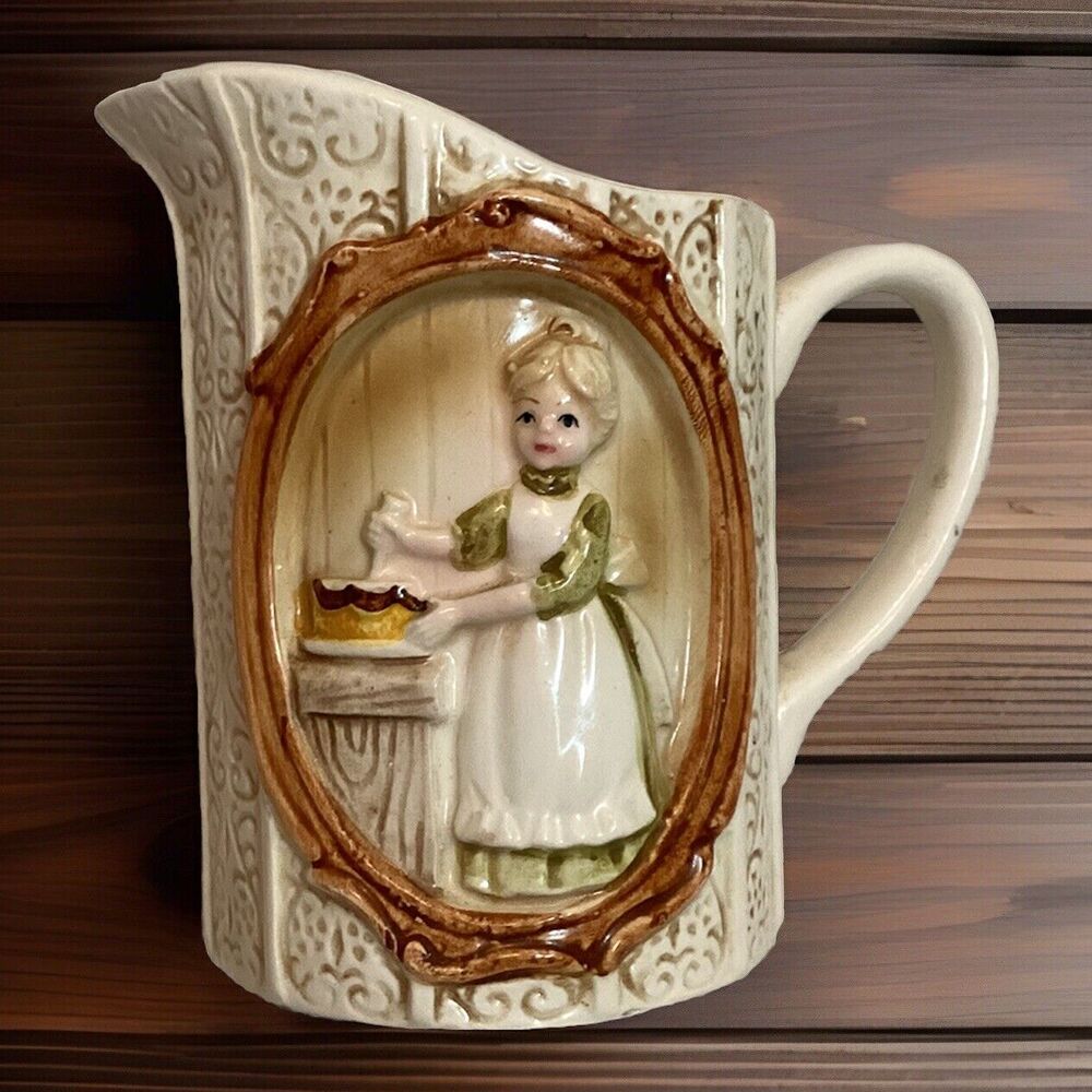 1978 Sears Roebucks & Co “Good Old Days”Woman In Kitchen Creamer Pitcher Japan